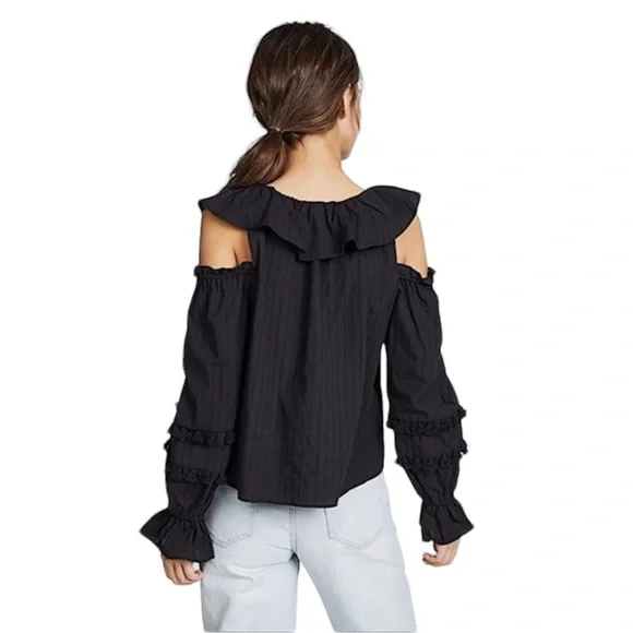 NWT Rebecca Minkoff “Pippa” Cold Shoulder Ruffle Blouse - Picture 4 of 13